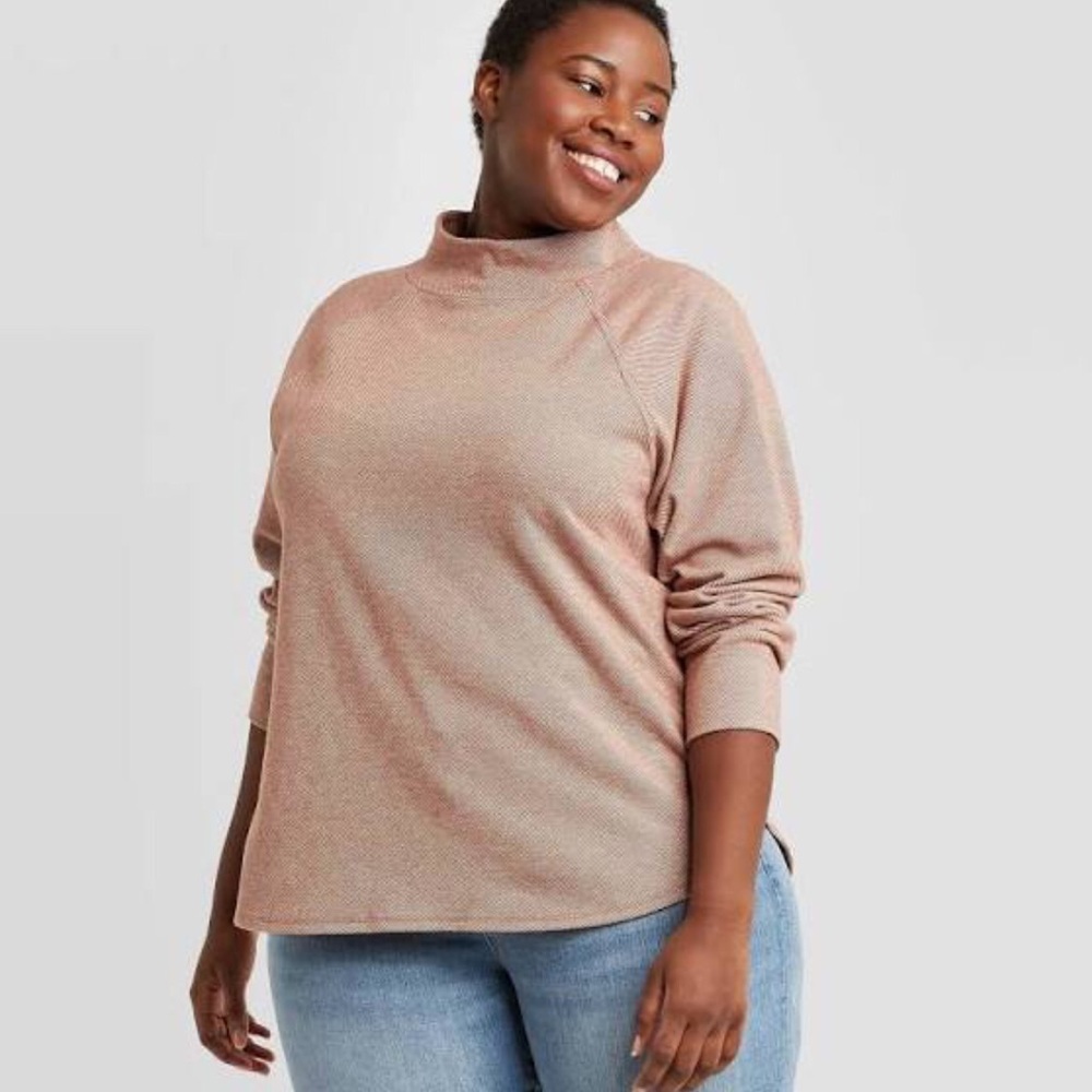 Ava & Viv Fleece Mock Neck Sweatshirt (NWT)